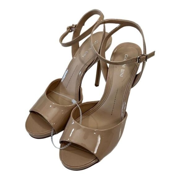 GIANNI BINI Women Nude Patent Leather Ankle Strap Platform Stiletto Heels SZ 10M - Picture 4 of 10